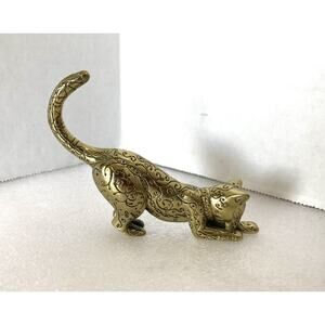 Franklin Mint Curio Cabinet Cat – Asian, Brass-Tone 1986 (Vintage)